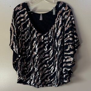 Vanity Black and Silver Sequin Blouse